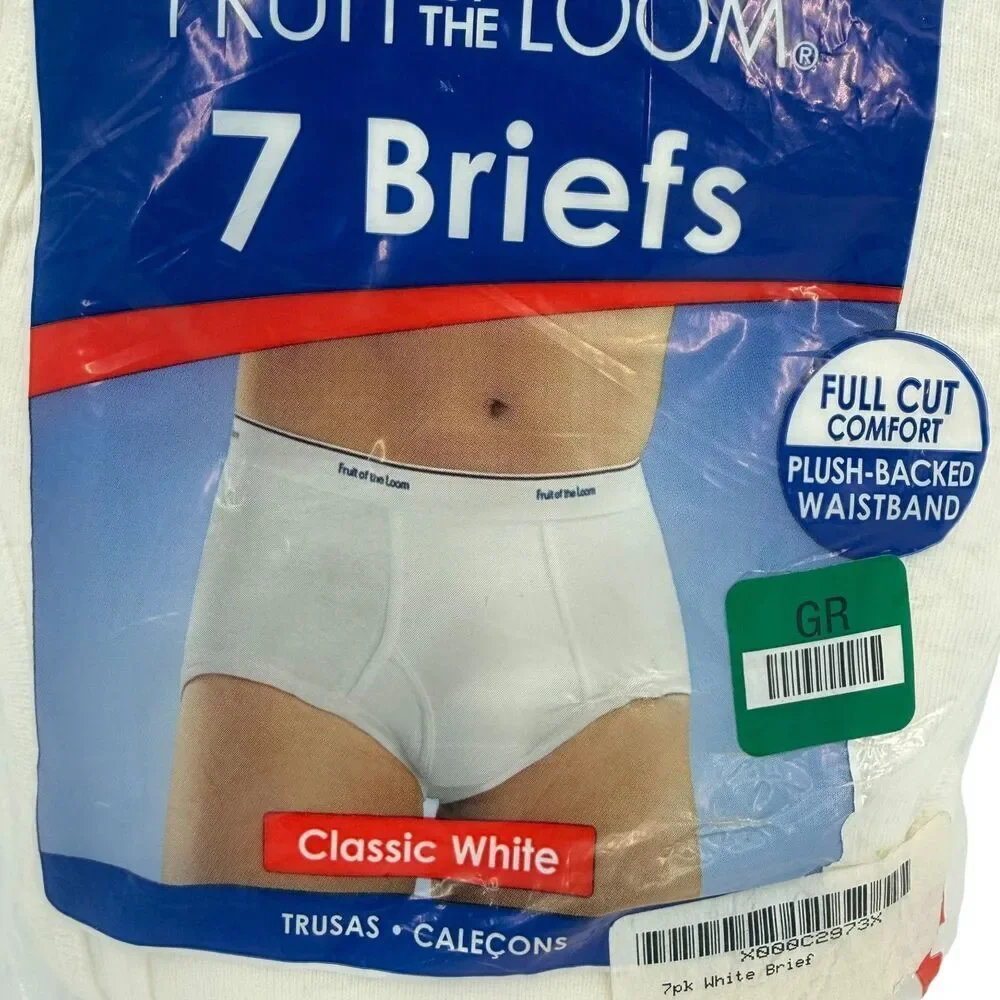 NEW VTG Fruit of the Loom 2009 Classic White Briefs Cotton 7 Pack Underwear XL